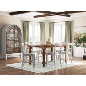 Basinger Counter Height Dining Room Set w/ White Chairs