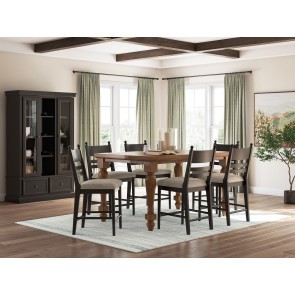 Basinger Counter Height Dining Room Set w/ Black Upholstered Chairs
