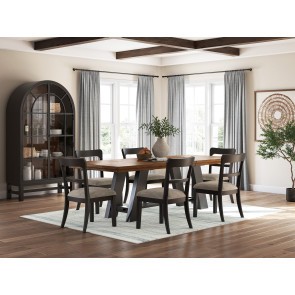 Basinger Brown and Black Dining Room Set w/ Black Upholstered Chairs