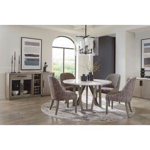 Pure Modern 54 Inch Round Dining Room Set w/ Upholstered Armless Chairs