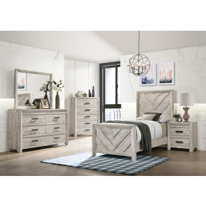 Eleanor Weathered White Youth Panel Bedroom Set