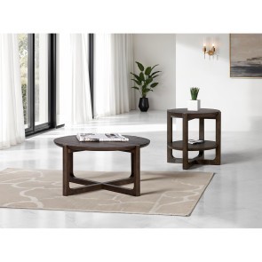 Vellara Dark Walnut 42-inch Occasional Table Set w/ Wood Top