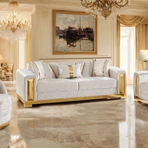 Valdosta Beige and Gold Sofa