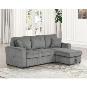 Yves Dark Gray Sectional w/ Pull-Out Sleeper