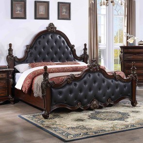 Cremona Dark Cherry Upholstered Low Post Bed