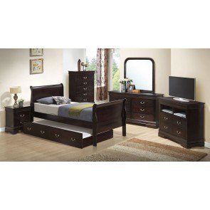 Louis Phillipe Cappuccino Trundle Youth Bedroom Set