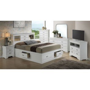 Louis Phillipe White Bookcase Storage Bedroom Set