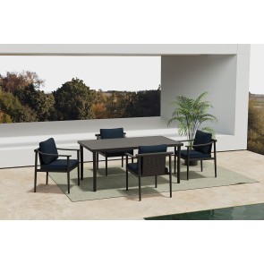 Moana Outdoor Dining Set w/ Blue Chairs