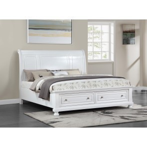 Meade White Slay Storage Bed