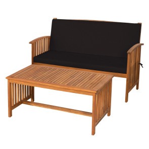 Kyushu Black and Natural Loveseat w/ Table