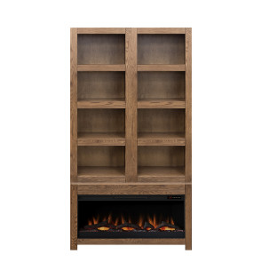 Harbor Bourbon Oak Fireplace Cabinet Bookcase Pier