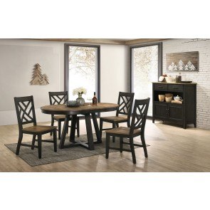 Harper Round Dining Room Set w/ Lattice Back Chairs