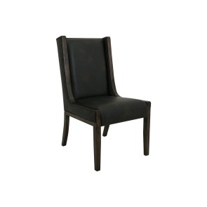 Balam Black Faux Leather Upholstered Chair (Set of 2)