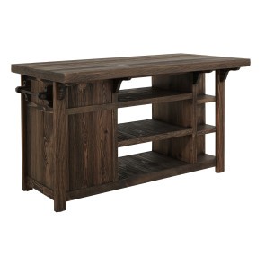 Dutton Distressed Brown 2-Drawer Kitchen Island