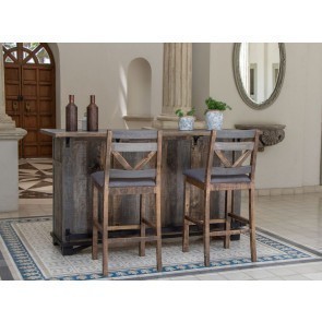 Loft Brown Home Bar Set w/ Barstools