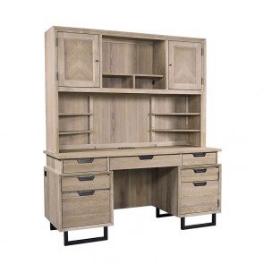 Harper Point 66 Inch Credenza Desk w/ Hutch (Bleached Khaki)