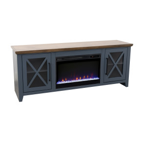 Ithaca Blue Denim and Bourbon 66-inch Fireplace Console