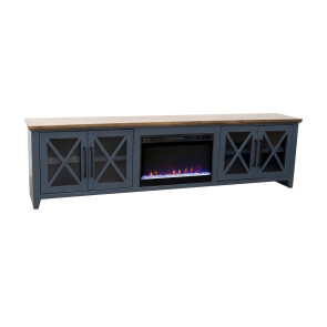 Ithaca Blue Denim and Bourbon 83-inch Fireplace Console