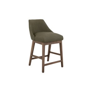 Mezquite Wooden Frame and Upholstered Seat 24-inch Barstool (Green Faux Leather)