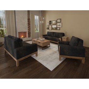 Sedona Living Room Set ((Black Faux Leather)