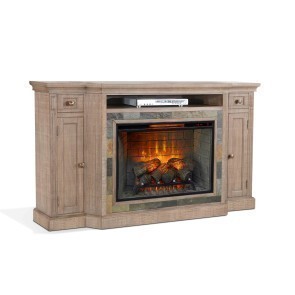 Desert Rock 72-inch Media Console w/ Electric Fireplace