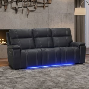 Hartley Black Leather Power Reclining Sofa w/ Power Headrests