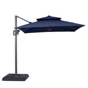 Fida Blue Outdoor Double Top Umbrella w/ Base