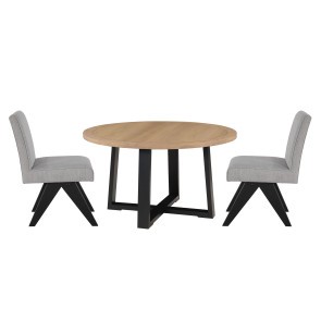 Magnolia Black Round Dining Room Set w/ Upholstered Chairs