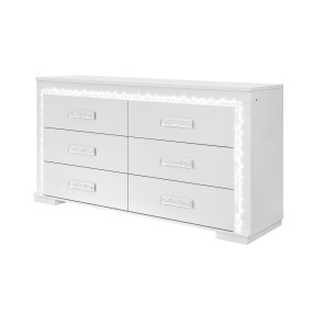 Naomi Silver Marble Dresser w/ LED