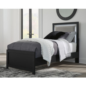 Marzoni Matte Black Upholstered Panel Youth Bed