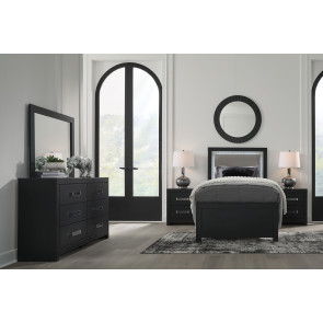 Marzoni Matte Black Upholstered Panel Youth Bedroom Set