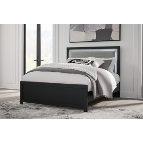 Marzoni Matte Black Upholstered Panel Bed