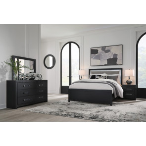 Marzoni Matte Black Upholstered Panel Bedroom Set