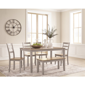 Loyander Dining Table and 4 Chairs and Bench (Set of 6)
