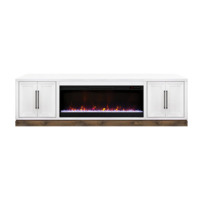 Nora Jasmine White with Barnwood 94-inch Fireplace Console