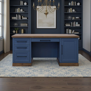 Nora Blue Denim and Whiskey Executive Home Office Set