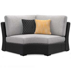 Beachcroft Outdoor Curved Corner Chair (Black and Light Gray)