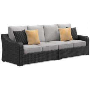 Beachcroft Outdoor 2-Piece Left/Right Loveseat (Black and Light Gray)