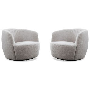 Carina Bloke Cotton Swivel Barrel Chair (Set of 2)