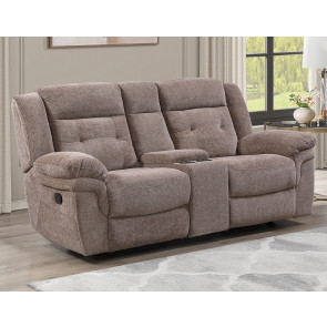 Sydney Brown Manual Reclining Console Loveseat