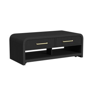 Ridgemont Black with Grain Coffee Table w/ Casters and Push Through Drawer