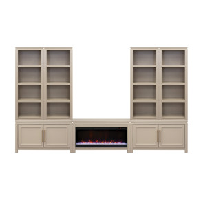 The Cove Khaki Bookcase Wall with Fireplace Cabinet