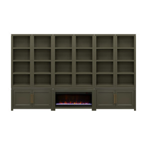 The Cove Shadow Grove Complete Bookcase Wall with Fireplace