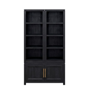 The Cove Seal Skin Black 2-Door Cabinet Bookcase Pier