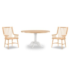 XXXs and OOOs Round Dining Set (Amber and Cotton) w/ Amber Windsor Chairs
