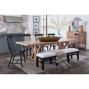 Todays Traditions Natural Hickory Dining Set w/ Blacksmith Chairs and Bench