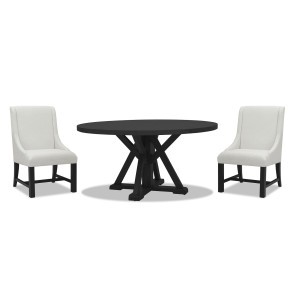 Todays Traditions Blacksmith Round Dining Set w/ Upholstered Host Chairs