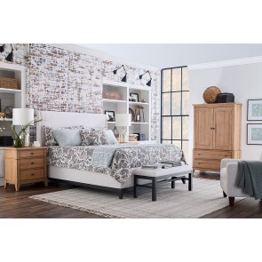 Todays Traditions Blacksmith Upholstered Bedroom Set w/ Natural Hickory Case Goods