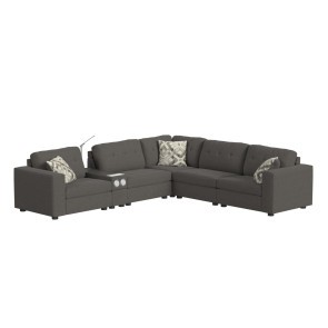 Options One Palmer Plus Ash 6-Piece Media Console Sectional