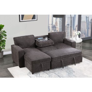U0203 Pull Out Sofa Bed (Dark Grey)